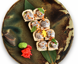California maki: 1.Boczniak kara-age, serek truflowy